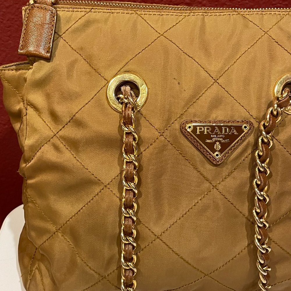 Prada Vintage Cloth Handbag; Brown - Picture 4 of 13